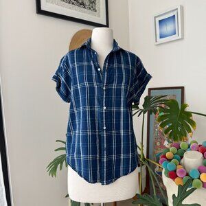 Polo Ralph Lauren Blue Plaid Womens short sleeved  button up shirt sz 6